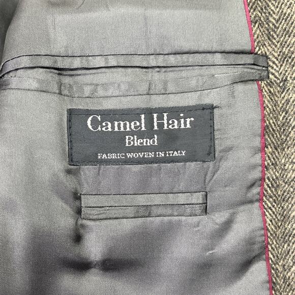 Chereskin Sport Coat Blazer Jacket Mens 42R Brown Herringbone Camel Hair Blend - Picture 4 of 16